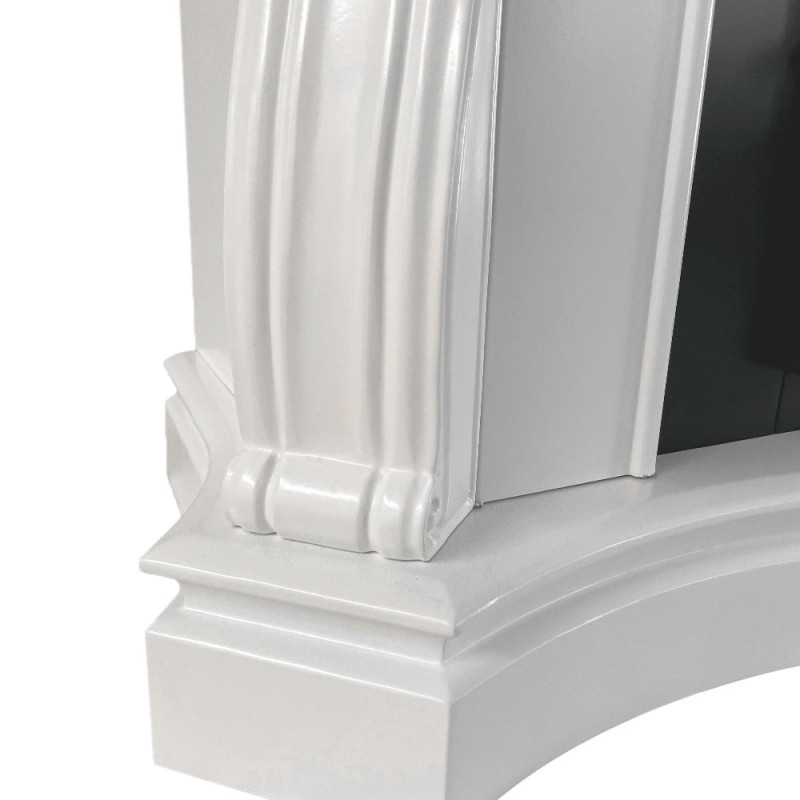 Camino elettrico Parigi in legno bianco 123x39x100h elegante