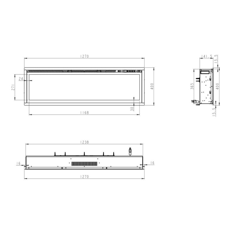 Camino elettrico Chicago130 da parete incasso frontale moderno