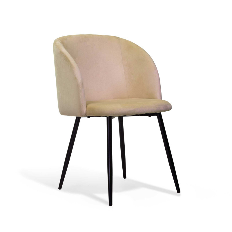 Poltrona velluto Ruby crema struttura nera elegante salotto