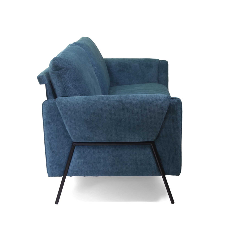 Divano tessuto 2 posti blu ottanio moderno 165x77xH85 cm