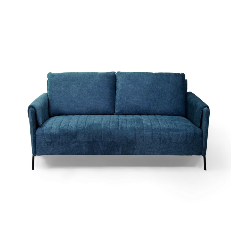 Divano tessuto 2 posti blu ottanio moderno 165x77xH85 cm