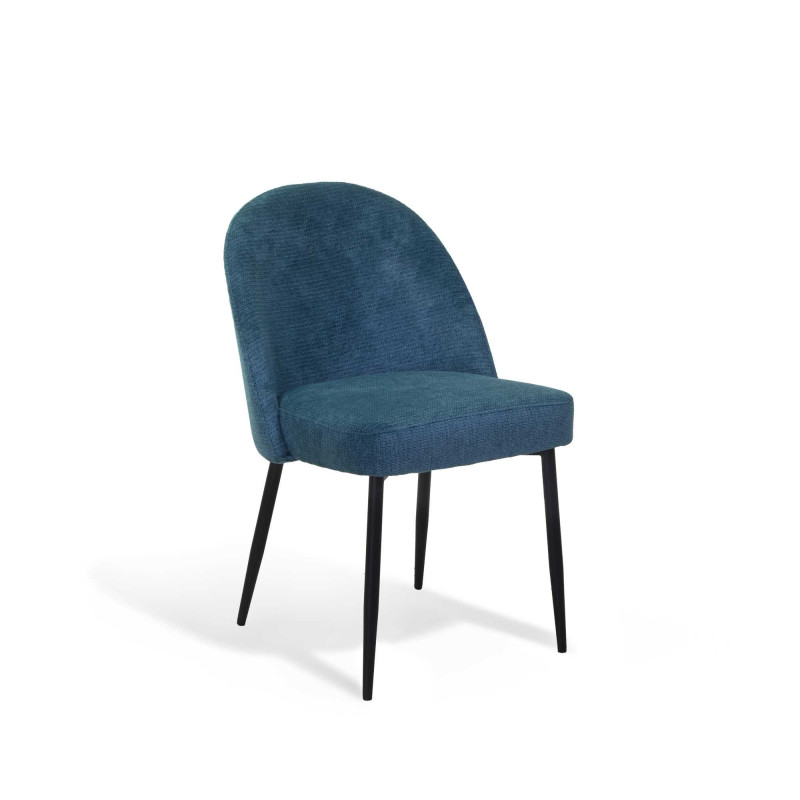 Sedia tessuto blu ottanio struttura nera moderna imbottita