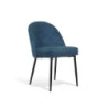 Sedia tessuto blu ottanio struttura nera moderna imbottita
