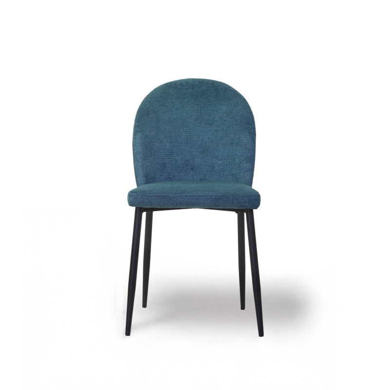 Sedia tessuto blu ottanio struttura nera moderna imbottita