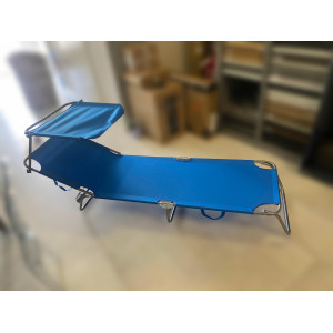 Zoom Set da 4 Lettino Pieghevole Con Parasole - blu