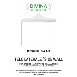 Zoom Telo laterale 3x2mt bianco impermeabile ricambio per gazebo richiudibile MARKET-PRO