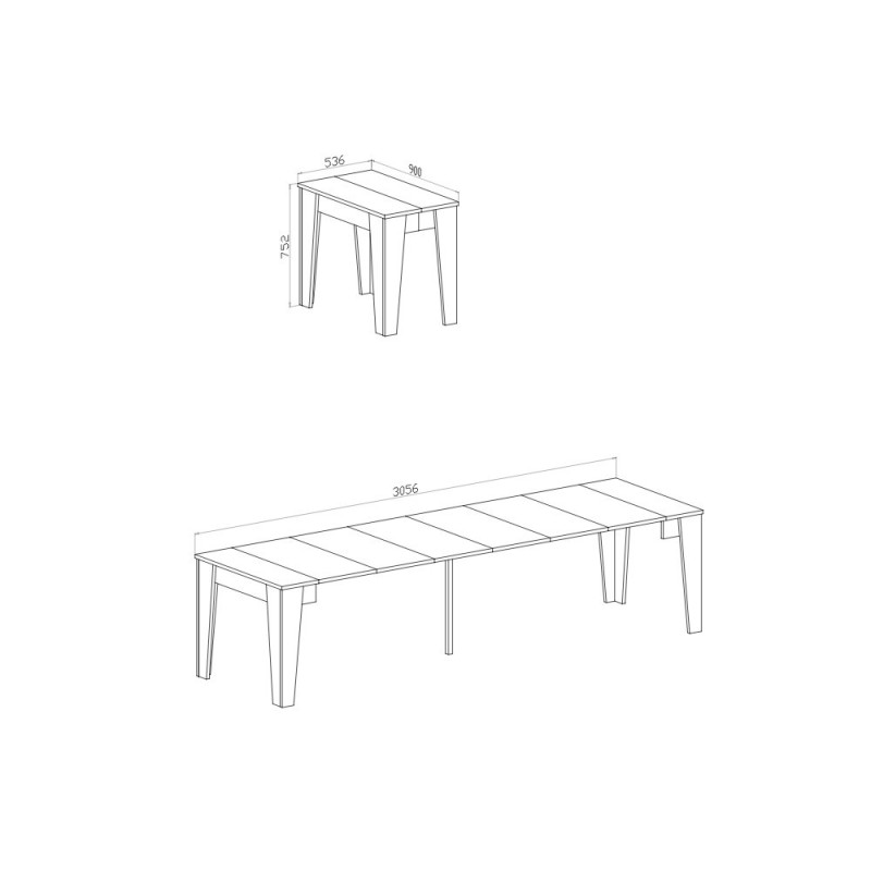 Consolle allungabile Petra con 6 allunghe colore ossido moderna