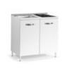 Cucinino 80 cm bianco larice con lavello e piano cottura gas