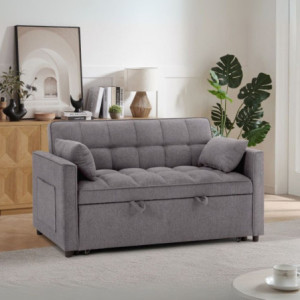 Divano letto Eiri 2 posti tessuto grigio moderno e pratico