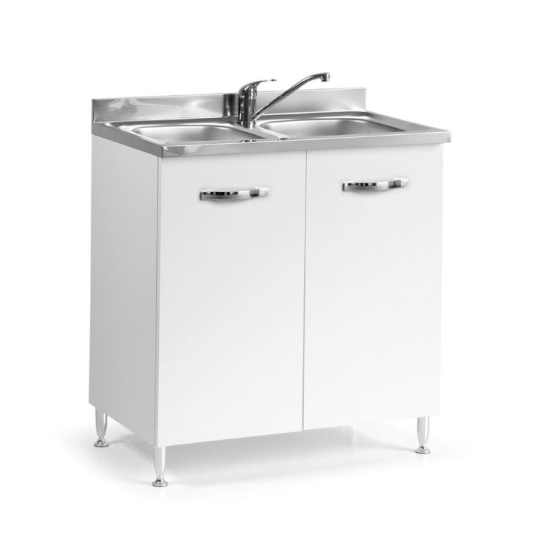 Sottolavello 80x50x85h cm bianco frassinato lavello incluso