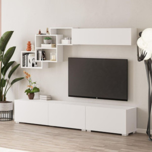 Parete attrezzata Free con nicchie a giorno bianca moderna