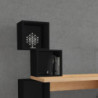 Scrivania Balance piano rovere con ripiani cubotti neri moderna