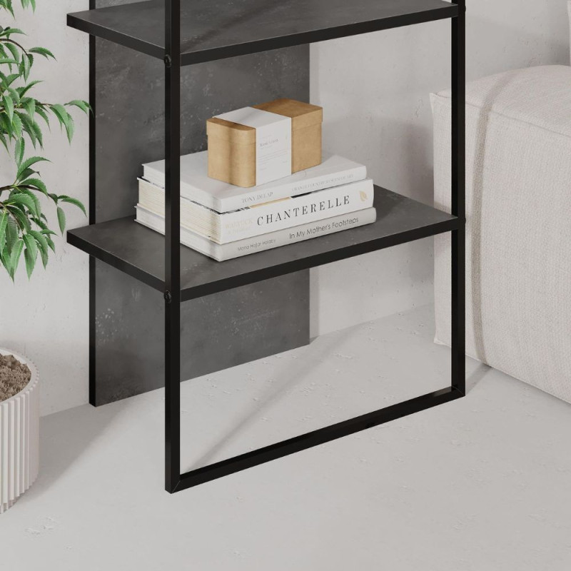 Libreria Archy 5 ripiani retro grey moderna e compatta