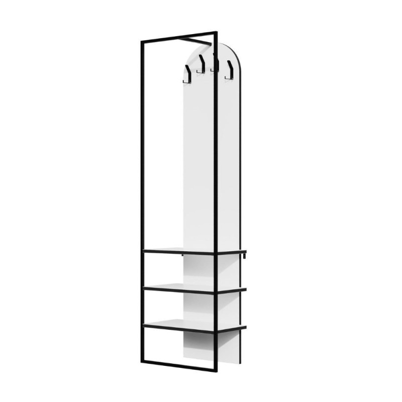 Mobile ingresso Archy con 4 ganci e scarpiera bianco moderno