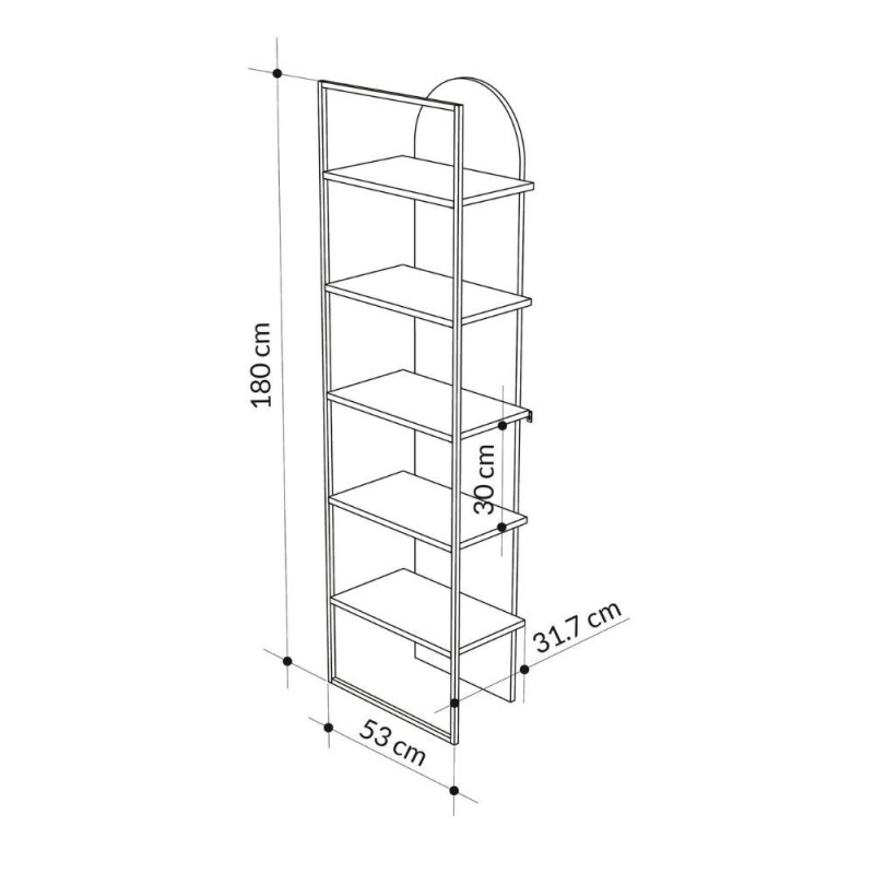 Libreria Archy 5 ripiani bianca moderna e compatta