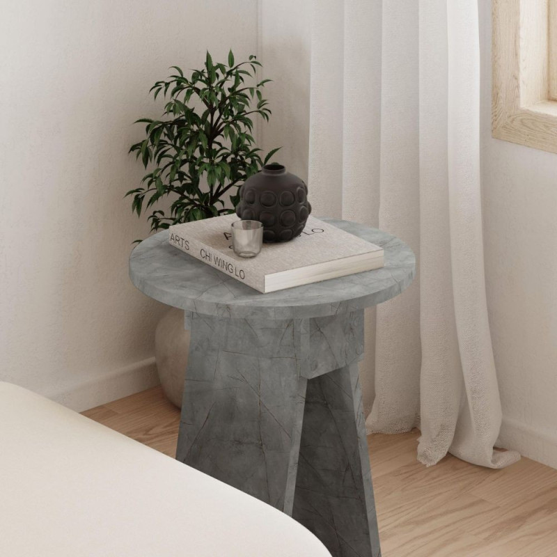 Tavolino da salotto Chen lagina effetto marmo grigio 50x42x23,4