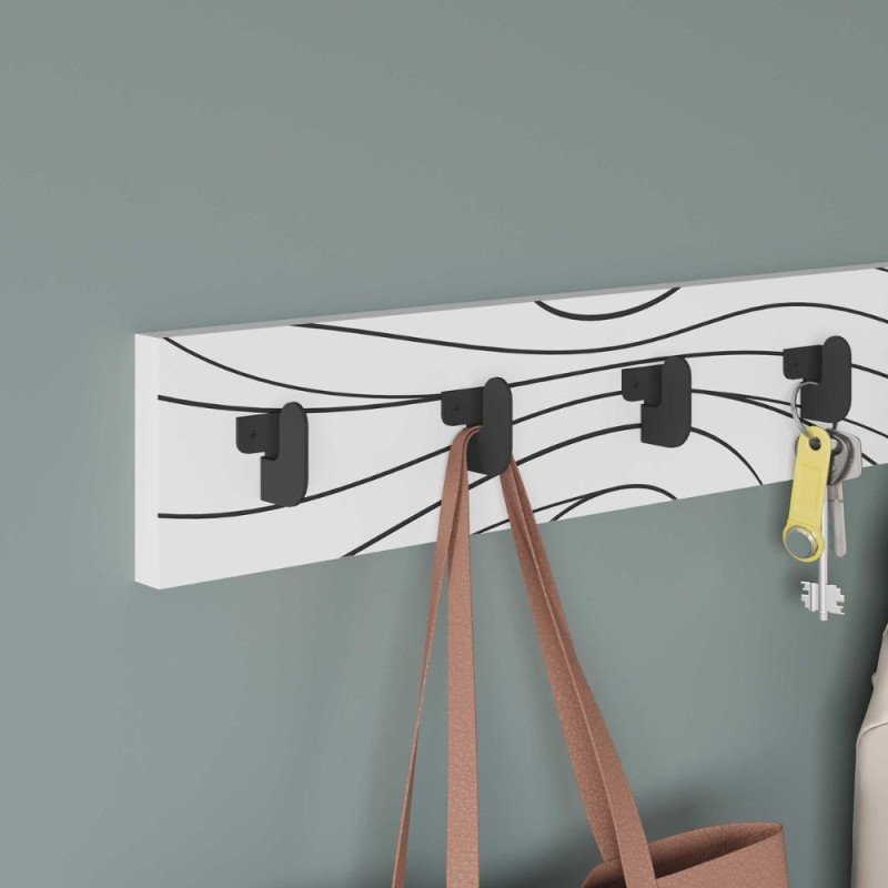 Appendiabiti a muro Flow 6 ganci bianco dettagli neri moderno