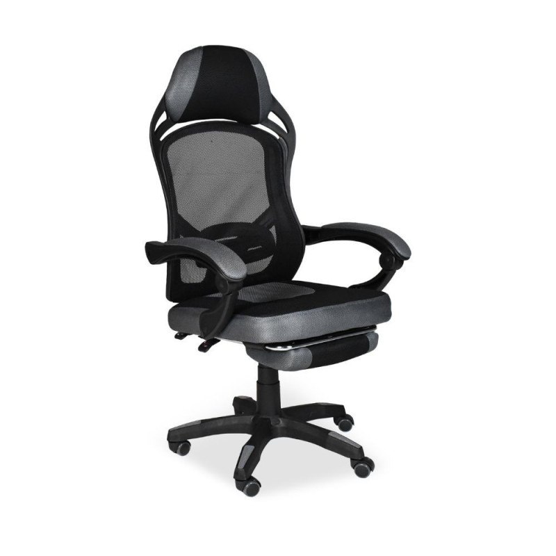 Sedia gaming Gandi con poggiapiedi estensibile tessuto nero