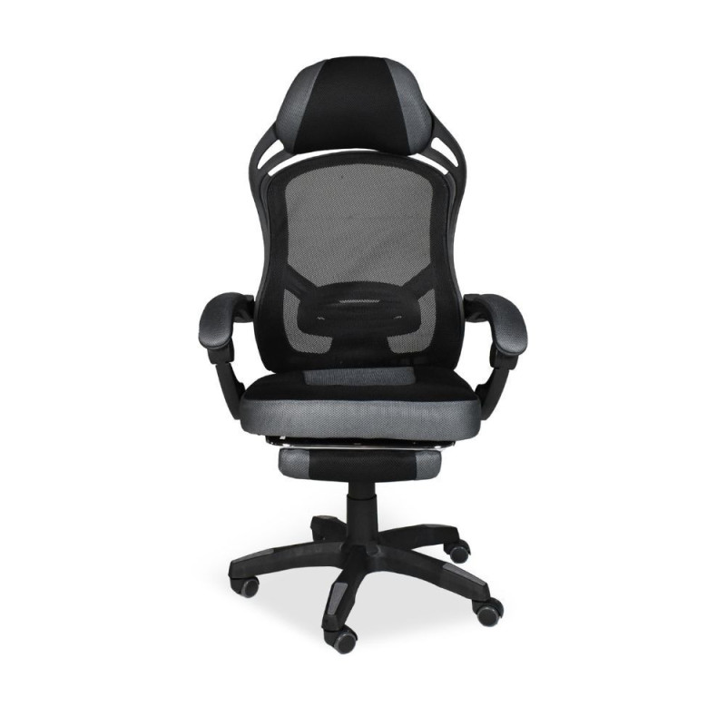 Sedia gaming Gandi con poggiapiedi estensibile tessuto nero