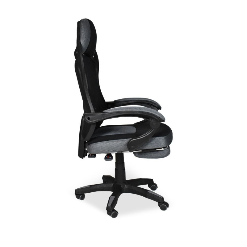 Sedia gaming Gandi con poggiapiedi estensibile tessuto nero