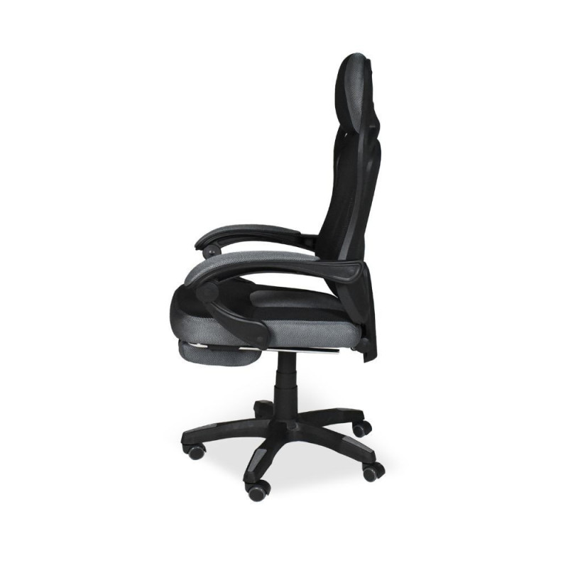 Sedia gaming Gandi con poggiapiedi estensibile tessuto nero