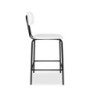 Sgabello Glami in PVC effetto cuoio bianco e struttura nera