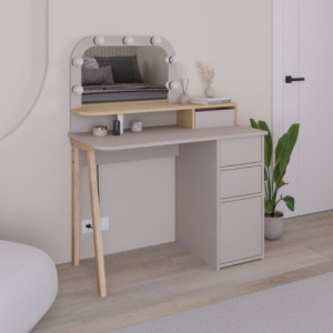 Toeletta Avien con specchio LED light mocha e rovere