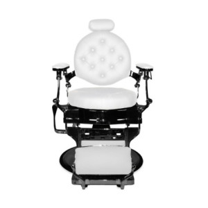 Zoom Poltrona da barbiere Ultron reclinabile in ecopelle bianco con struttura in colore nero