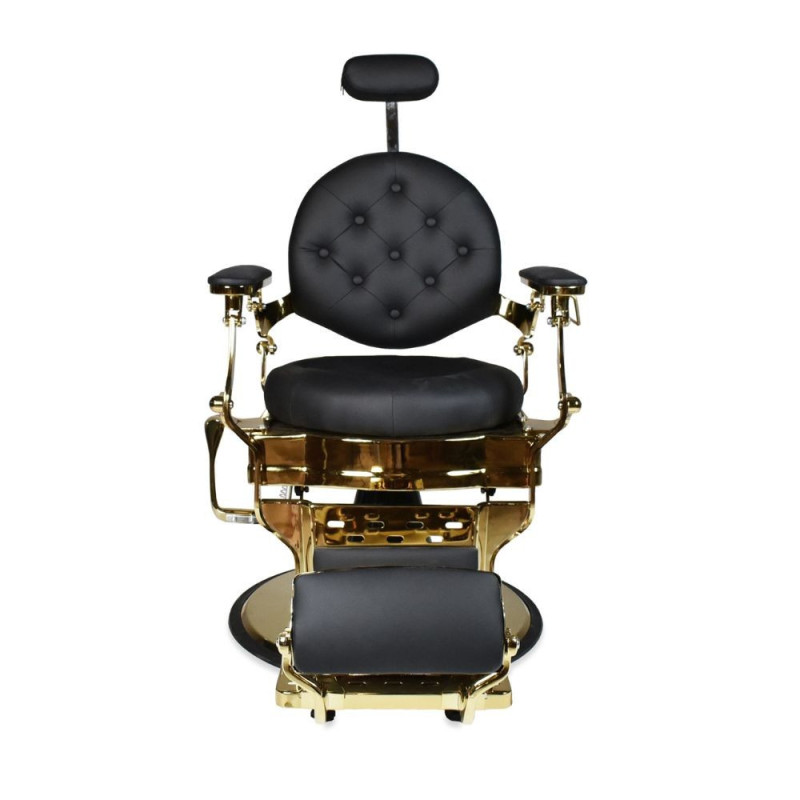 Poltrona da barbiere Ultron reclinabile ecopelle nera oro lucido