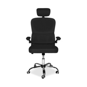 Zoom Sedia da ufficio ergonomica Vibes con tessuto a rete nero con base cromata
