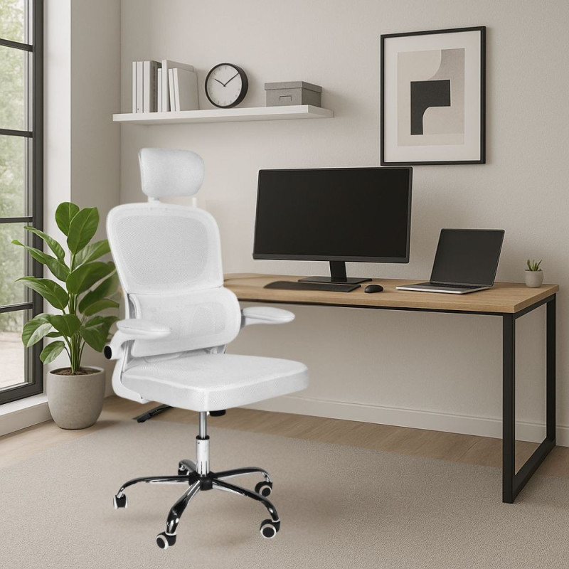 Sedia da ufficio ergonomica Vibes bianca base cromata
