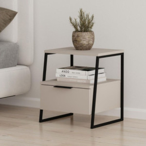 Comodino Pal struttura cashmere gambe metallo nero moderno