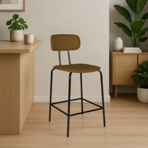 Sgabello Glami PVC effetto cuoio brown struttura metallo nera