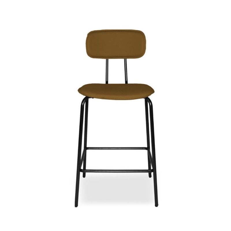 Sgabello Glami PVC effetto cuoio brown struttura metallo nera