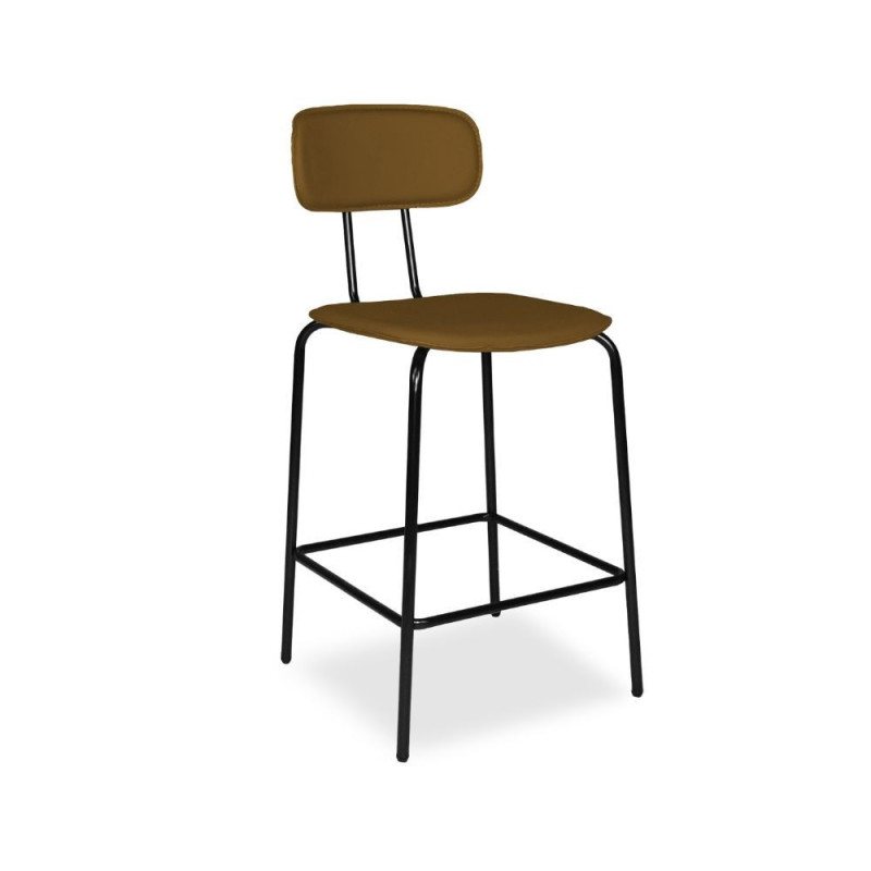 Sgabello Glami PVC effetto cuoio brown struttura metallo nera