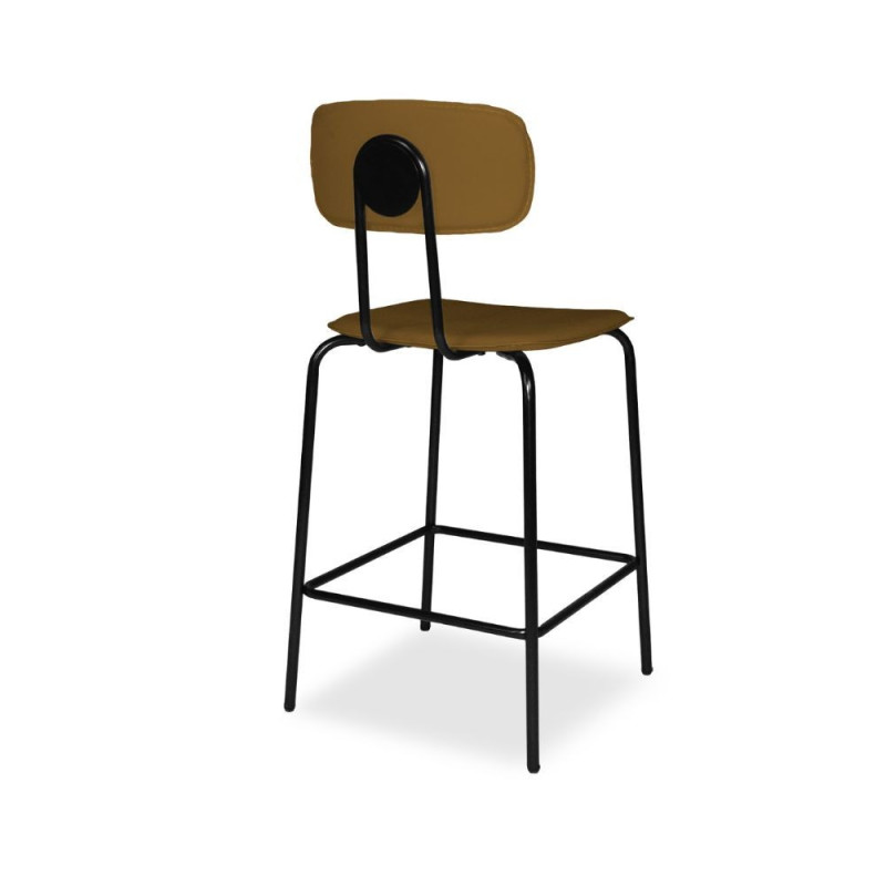 Sgabello Glami PVC effetto cuoio brown struttura metallo nera