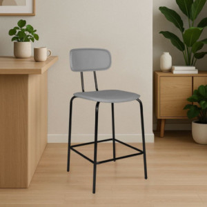 Sgabello Glami PVC effetto cuoio grigio metallo nero moderno