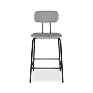 Zoom Sgabello Glami in pvc effetto cuoio grigio con struttura in metallo nera