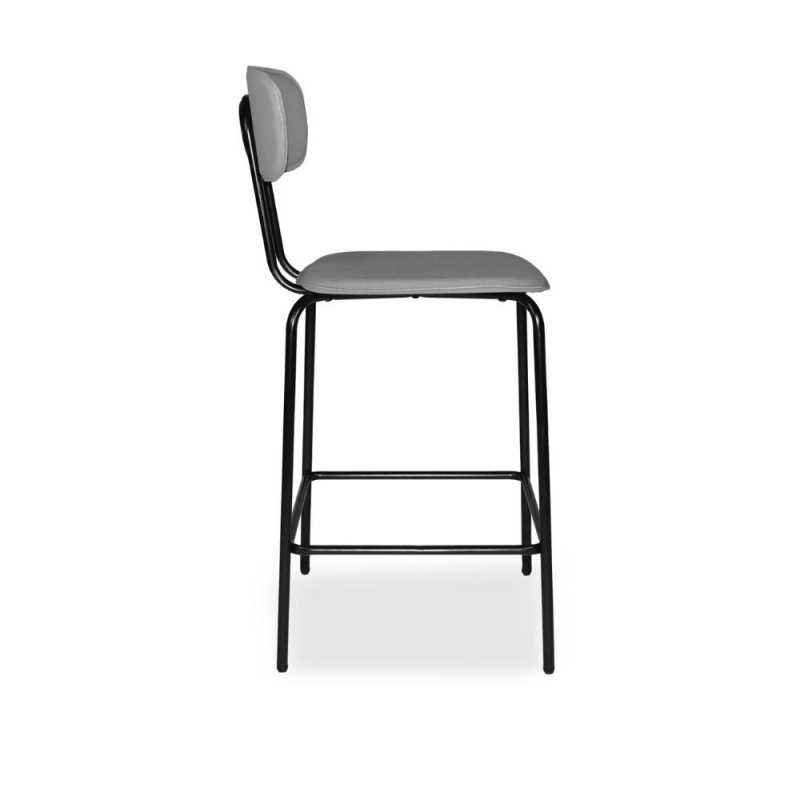 Sgabello Glami PVC effetto cuoio grigio metallo nero moderno