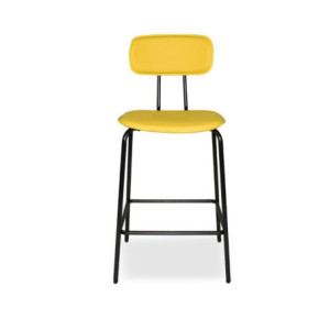 Zoom Sgabello Glami in pvc effetto cuoio giallo con struttura in metallo nera