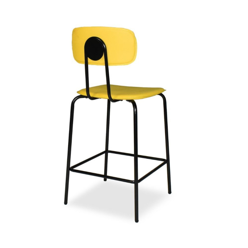 Sgabello Glami PVC effetto cuoio giallo metallo nero moderno