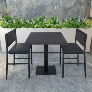 Tavolo quadrato Key 80x80 base nera piano antracite moderno