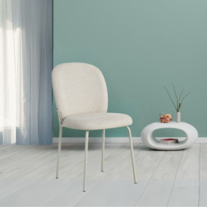 Set 4 sedie imbottite Turi tessuto ecru comfort e stile