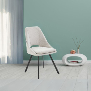 Set 2 sedie imbottite Blauss tessuto ecru comfort moderno