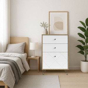 Cassettiera Bollo BO18 rovere artisan e bianco 3 cassetti