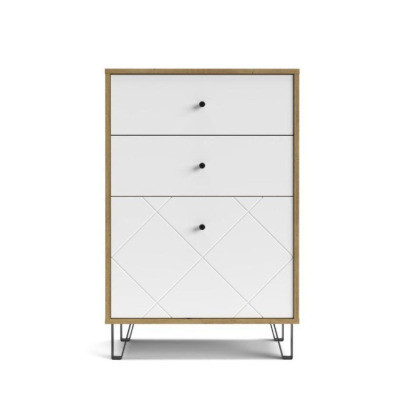 Cassettiera Bollo BO18 rovere artisan e bianco 3 cassetti