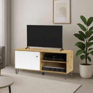 Mobile porta TV Bollo BO01 rovere anta bianca dettaglio geometrico