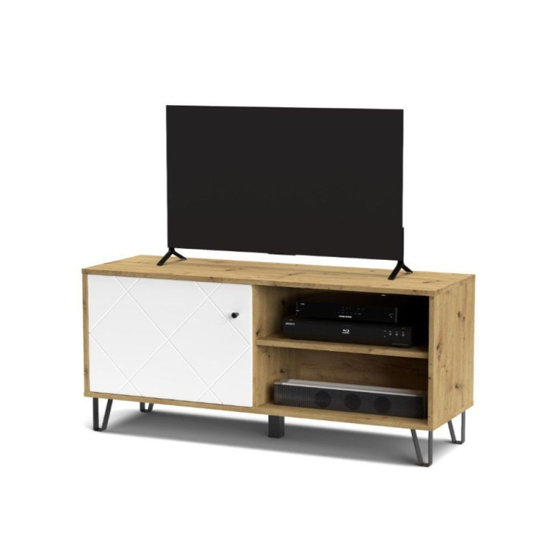 Mobile porta TV Bollo BO01 rovere anta bianca dettaglio geometrico