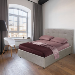 Letto matrimoniale Ascoli contenitore tessuto tortora