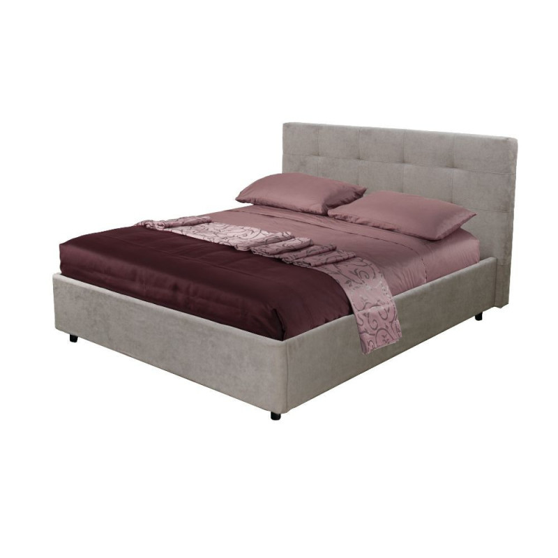 Letto matrimoniale Ascoli contenitore tessuto tortora